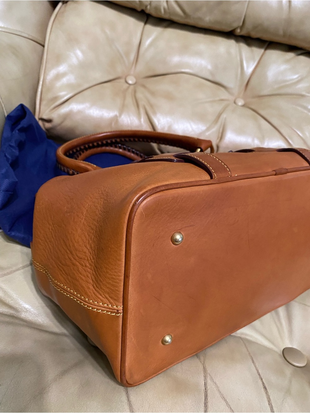 Dooney & Bourke LARGE Framed Doctor Bag Florentine Mitchell Leather Whipstitch - Picture 10 of 16